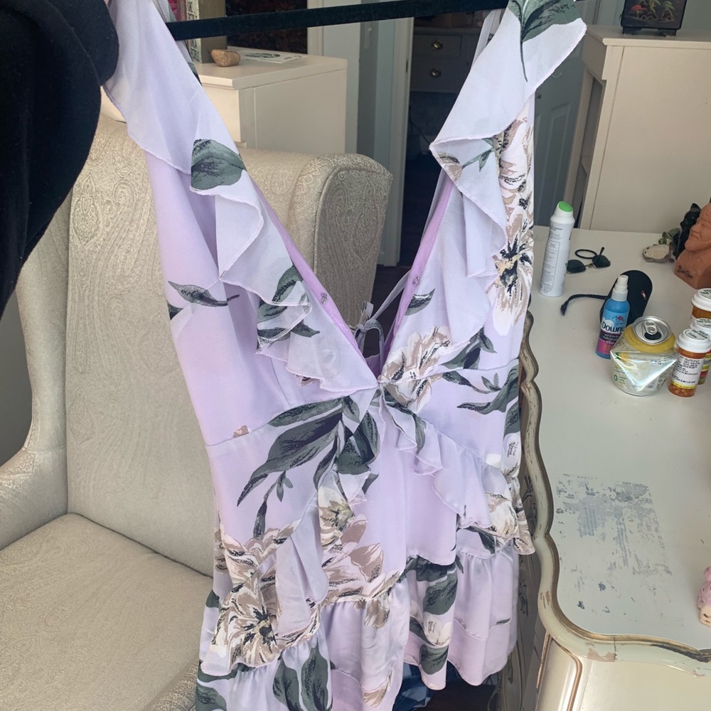 Tobi Ruffle Around Purple Floral Skater Dress - Picture 5 of 8